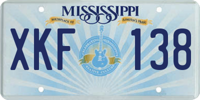 MS license plate XKF138