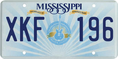 MS license plate XKF196