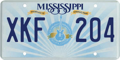 MS license plate XKF204