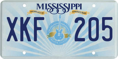 MS license plate XKF205