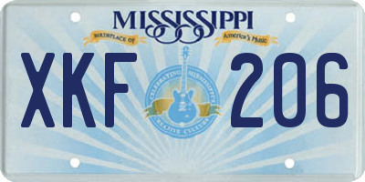 MS license plate XKF206