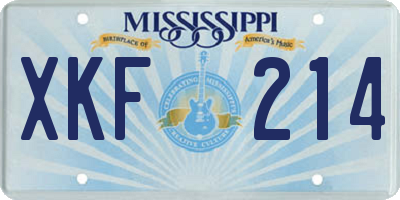 MS license plate XKF214