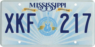 MS license plate XKF217