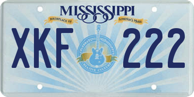 MS license plate XKF222