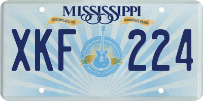 MS license plate XKF224