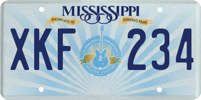 MS license plate XKF234