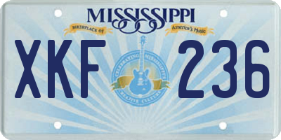 MS license plate XKF236