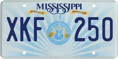 MS license plate XKF250