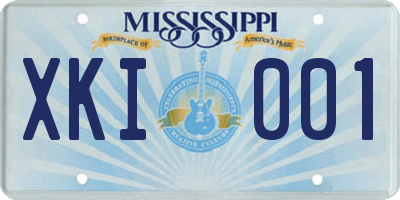 MS license plate XKI001