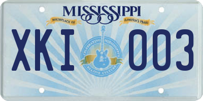 MS license plate XKI003