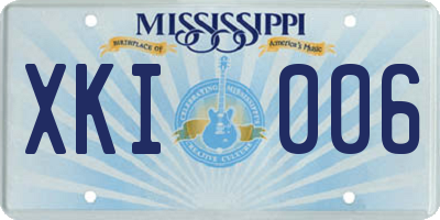 MS license plate XKI006