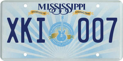 MS license plate XKI007