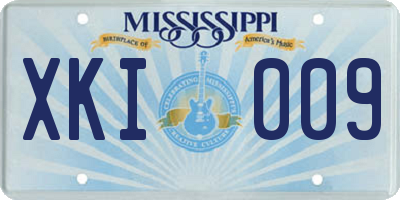 MS license plate XKI009