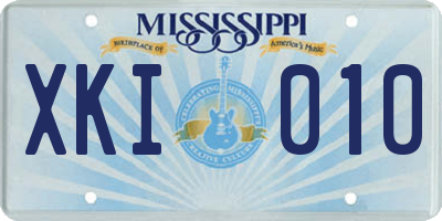MS license plate XKI010