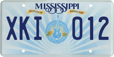 MS license plate XKI012