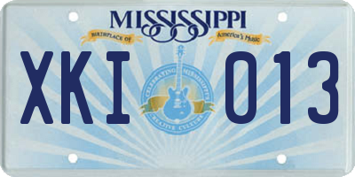 MS license plate XKI013