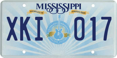 MS license plate XKI017