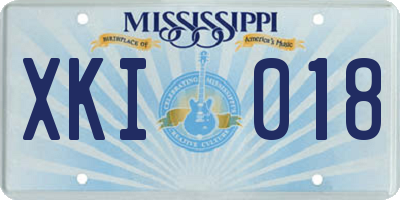 MS license plate XKI018