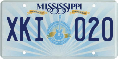 MS license plate XKI020