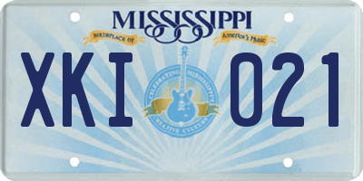 MS license plate XKI021