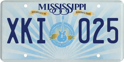 MS license plate XKI025