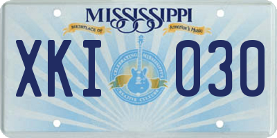 MS license plate XKI030