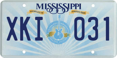 MS license plate XKI031