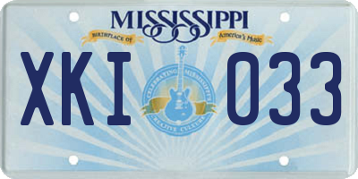 MS license plate XKI033
