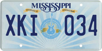MS license plate XKI034