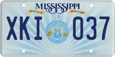 MS license plate XKI037