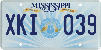 MS license plate XKI039