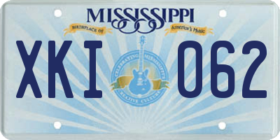 MS license plate XKI062