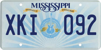 MS license plate XKI092