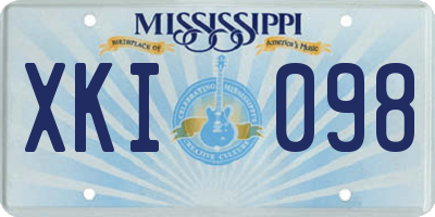 MS license plate XKI098