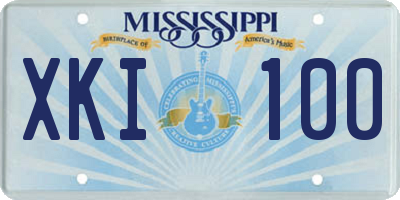MS license plate XKI100