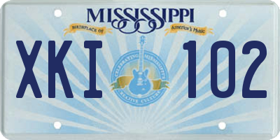 MS license plate XKI102