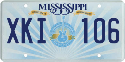 MS license plate XKI106
