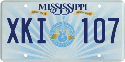 MS license plate XKI107