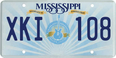 MS license plate XKI108