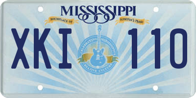 MS license plate XKI110