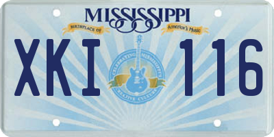MS license plate XKI116