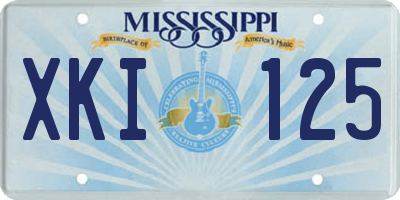 MS license plate XKI125
