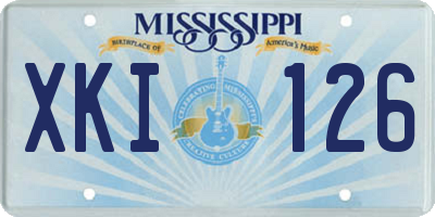 MS license plate XKI126