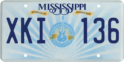 MS license plate XKI136