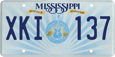MS license plate XKI137