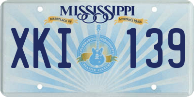 MS license plate XKI139