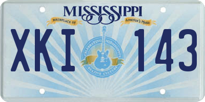 MS license plate XKI143