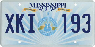 MS license plate XKI193