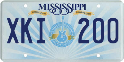 MS license plate XKI200