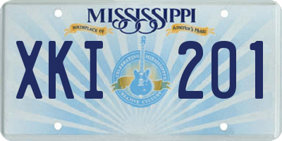 MS license plate XKI201